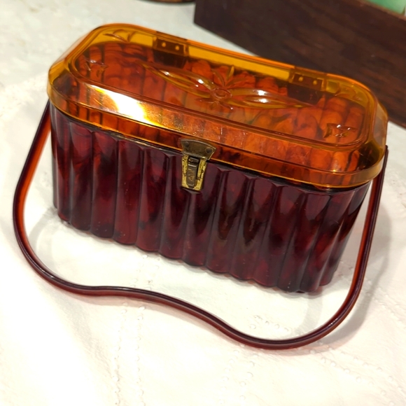 Vintage Cadillac presentation faux tortoise shell lucite purse - Picture 4 of 4